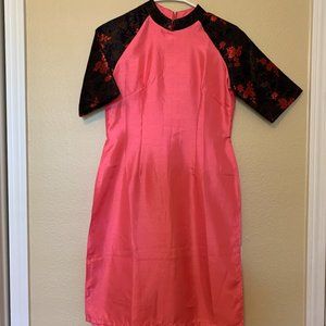 Ao Dai Cach Tan Pink Vietnamese Long Dress Size S NEW